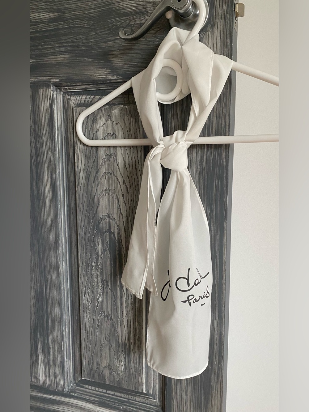 Rare Vintage Jac Dale Signature Scarf in White with Black Script